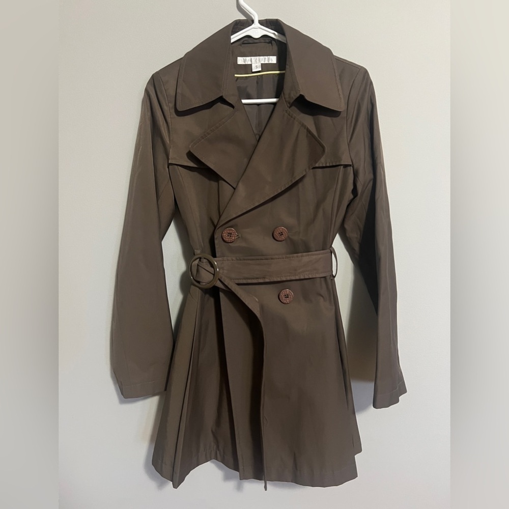Via Spiga lined trench coat jacket brown women’s size small ￼